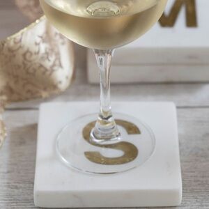 Be Home Verona Marble Monogram Coasters Letter S